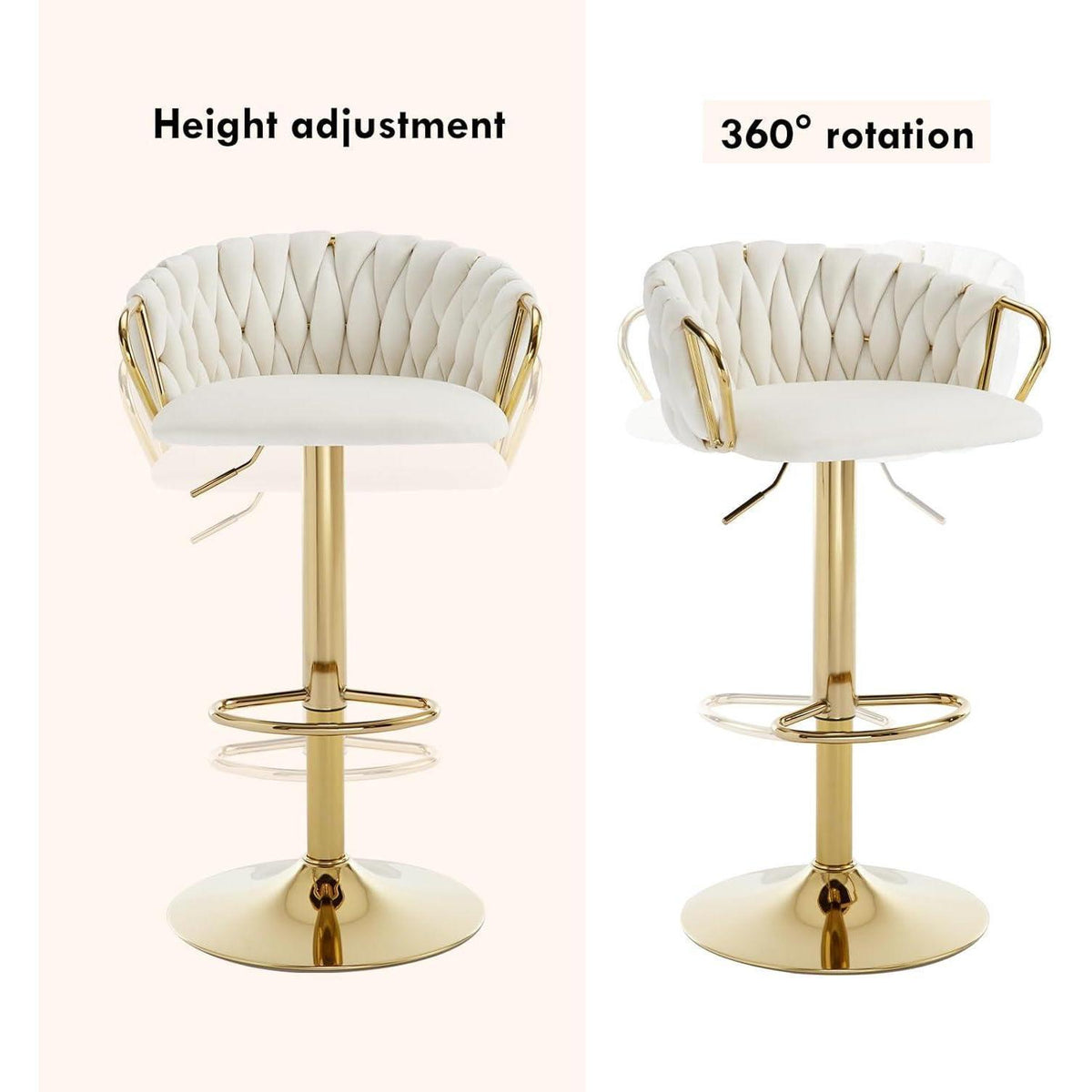 Moderner Samt Barhocker 4er Set, höhenverstellbar & drehbar
