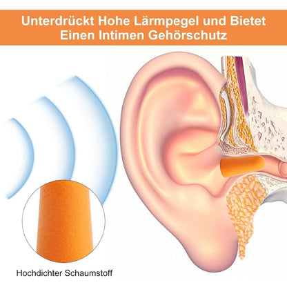 50 Paar Ohrstöpsel Schaumstoff – Geräuschunterdrückung zum Schlafen & Arbeiten