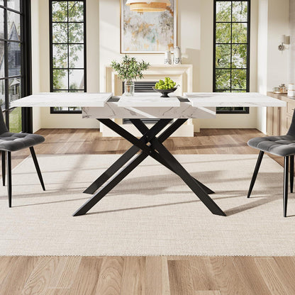 Ausziehbarer Esstisch Weiß 120-160x80 cm Küchentisch