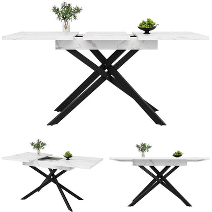 Ausziehbarer Esstisch Weiß 120-160x80 cm Küchentisch