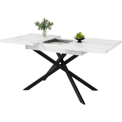 Ausziehbarer Esstisch Weiß 120-160x80 cm Küchentisch