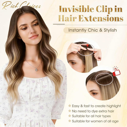 Blond Echthaar Clip-in Extensions 25cm – 6 Strähnen #27