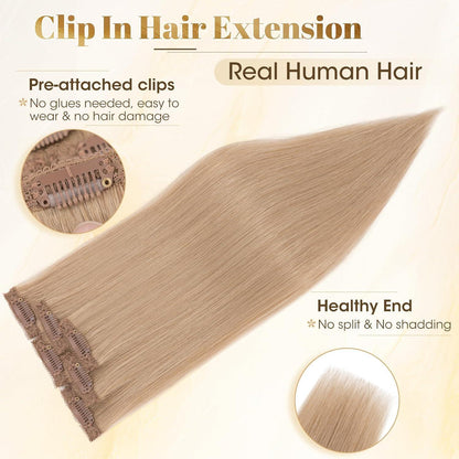 Blond Echthaar Clip-in Extensions 25cm – 6 Strähnen #27