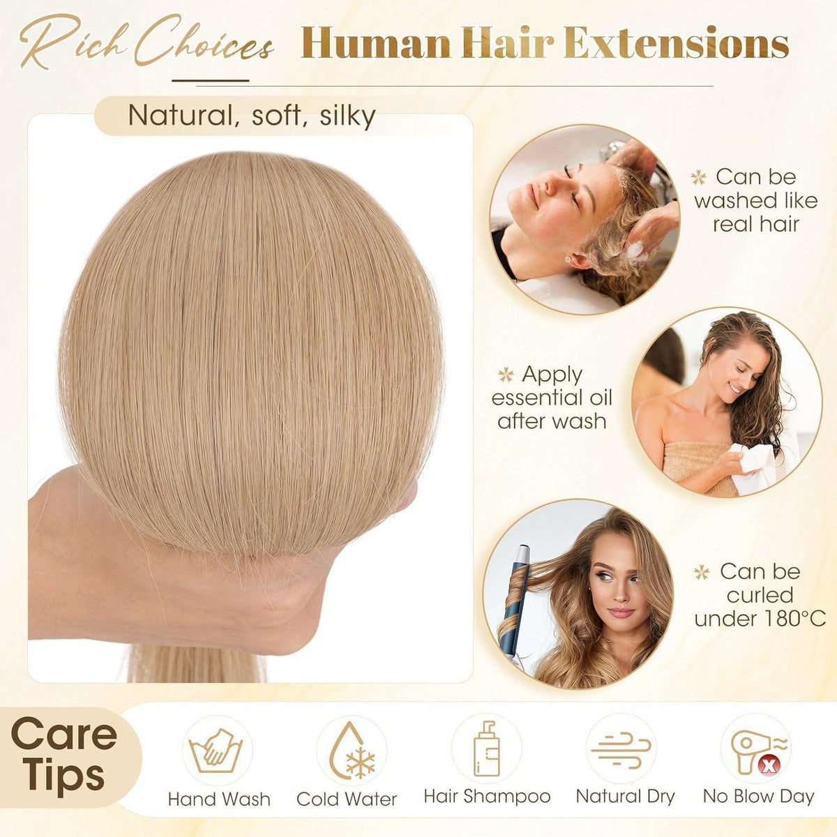 Blond Echthaar Clip-in Extensions 25cm – 6 Strähnen #27