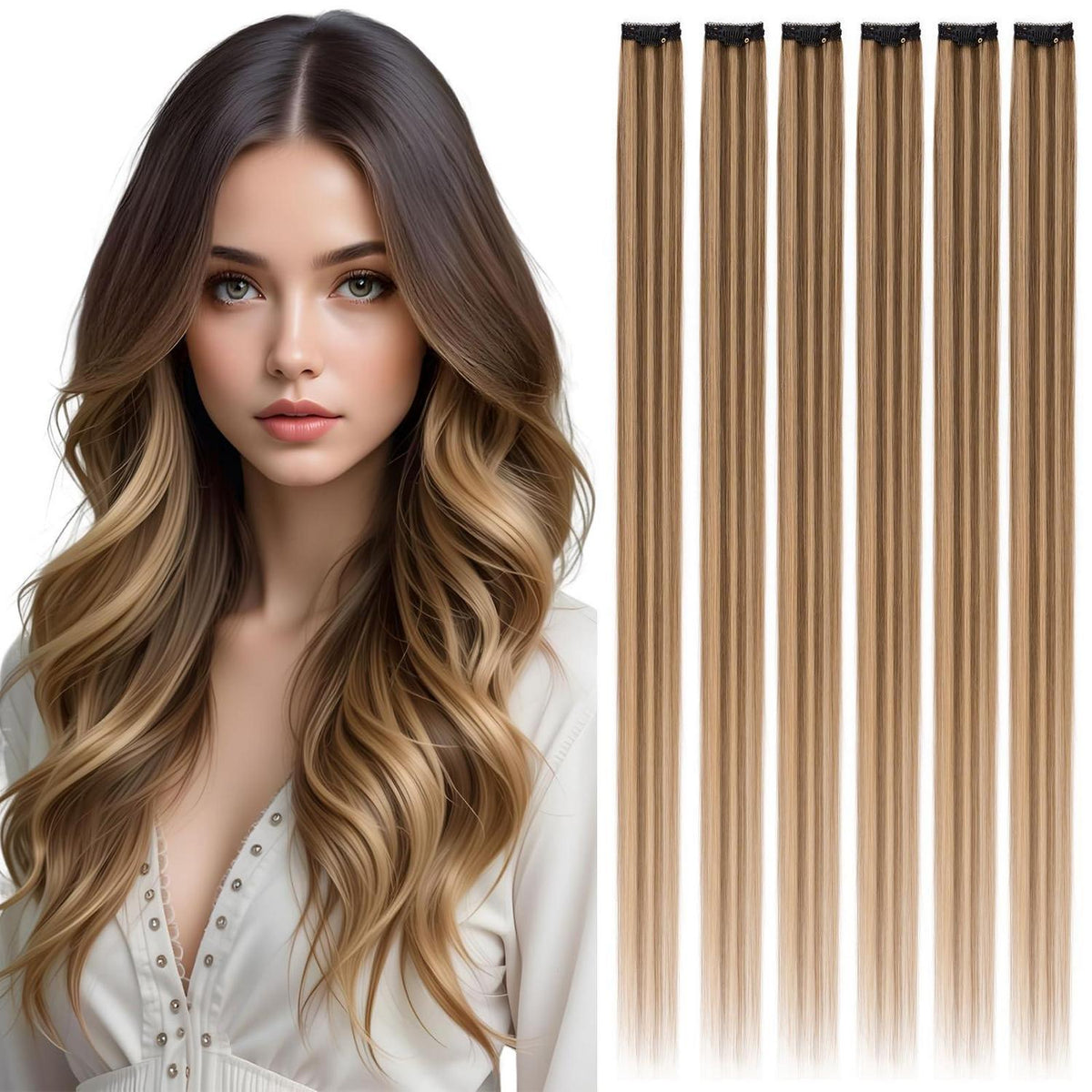 Clip-in Haarverlängerung Echthaar 30cm Balayage Blond
