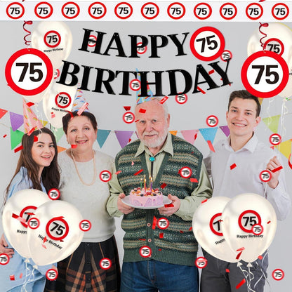 75. Geburtstag Deko Verkehrszeichen Set | Partydeko für Männer & Frauen