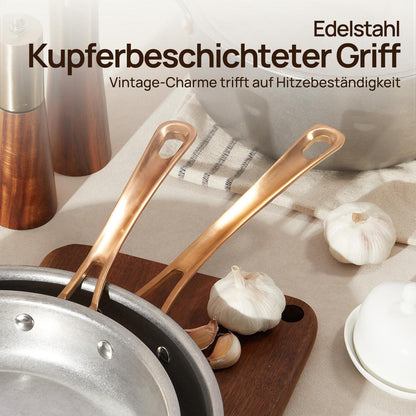 Edelstahl Topfset 8-teilig Induktion | Vintage Kochtopf & Pfannen Set