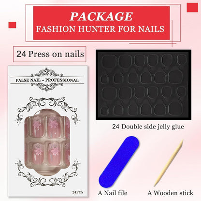 24 Press On Nails Nude Rosa Pfirsichblüte – Künstliche Nägel