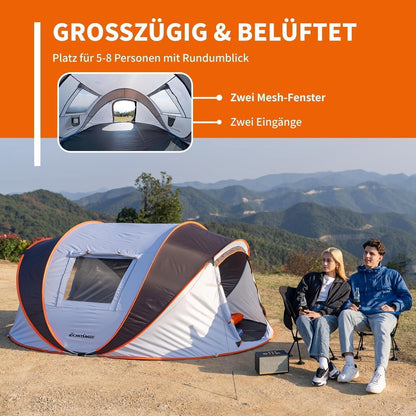 Wurfzelt für 5-8 Personen, wasserdicht, schnell aufgestellt