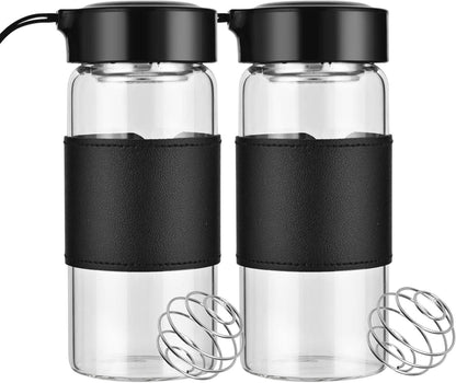 Shaker Glas mit Sieb und Mischball für Proteinshakes