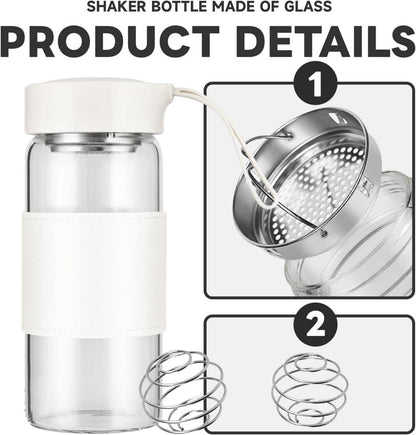 16oz BPA-freier Shaker aus geruchlosem Glas mit Sieb und Mischball