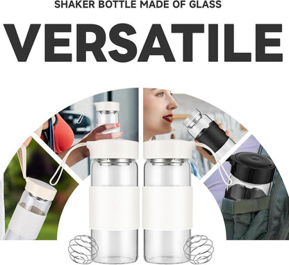 Shaker Glas 16oz BPA-frei mit Sieb, Mischball & Auslaufschutz 2er Pack
