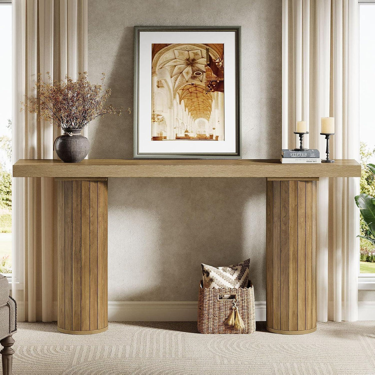 Extra Langer Konsolentisch 160 cm – Holz Farmhouse Stil