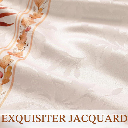 Herbst Tischdecke Rund 160 cm Orange | Jacquard & Wasserabweisend