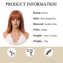 Ingwer Damen Bob Perücke Synthetisches Haar Party Cosplay