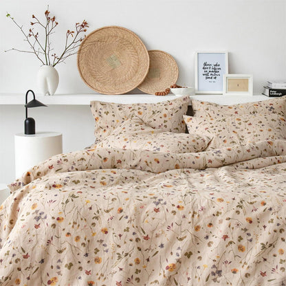 Blumen Bettwäsche Set Braun 135x200 - Botanisches Design