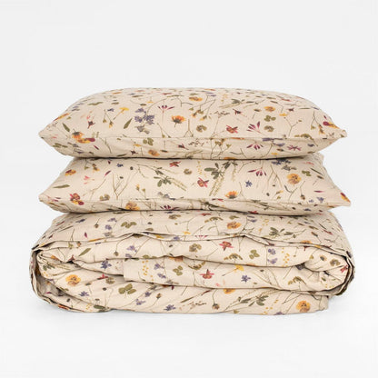Blumen Bettwäsche Set Braun 135x200 - Botanisches Design