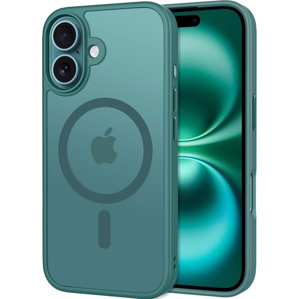 iPhone 16 Hülle mit MagSafe, Kameraschutz, matt transluzent grün