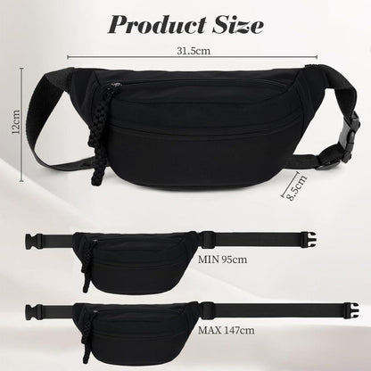 Nylon Umhängetasche Damen, Bauchtasche Klein, Schwarz