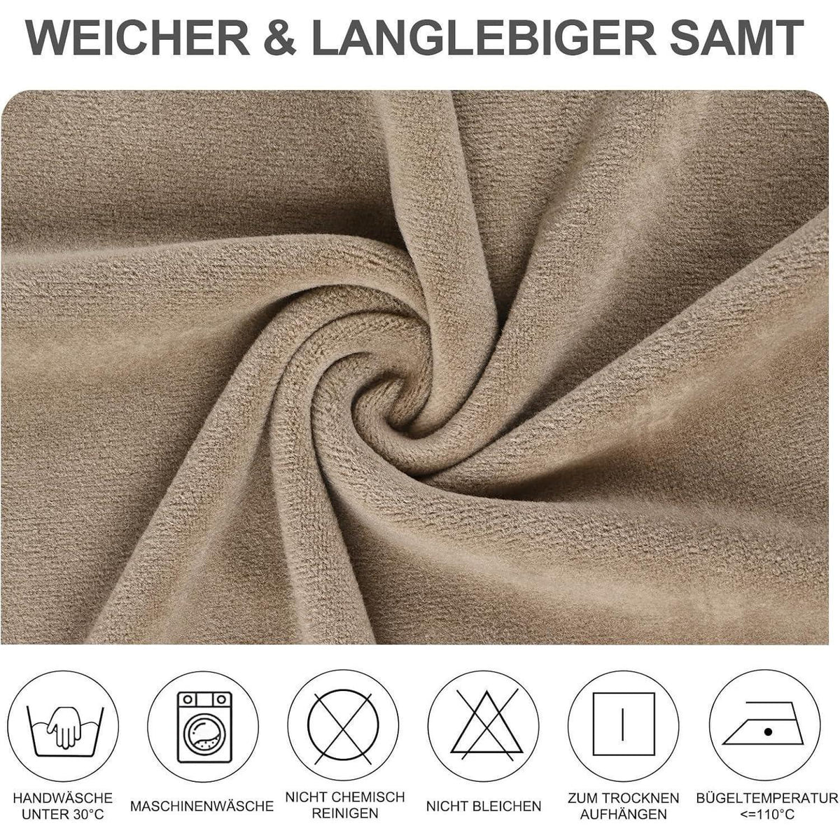 Stretch Samt Stuhlhussen Set – Khaki, 4 Stück