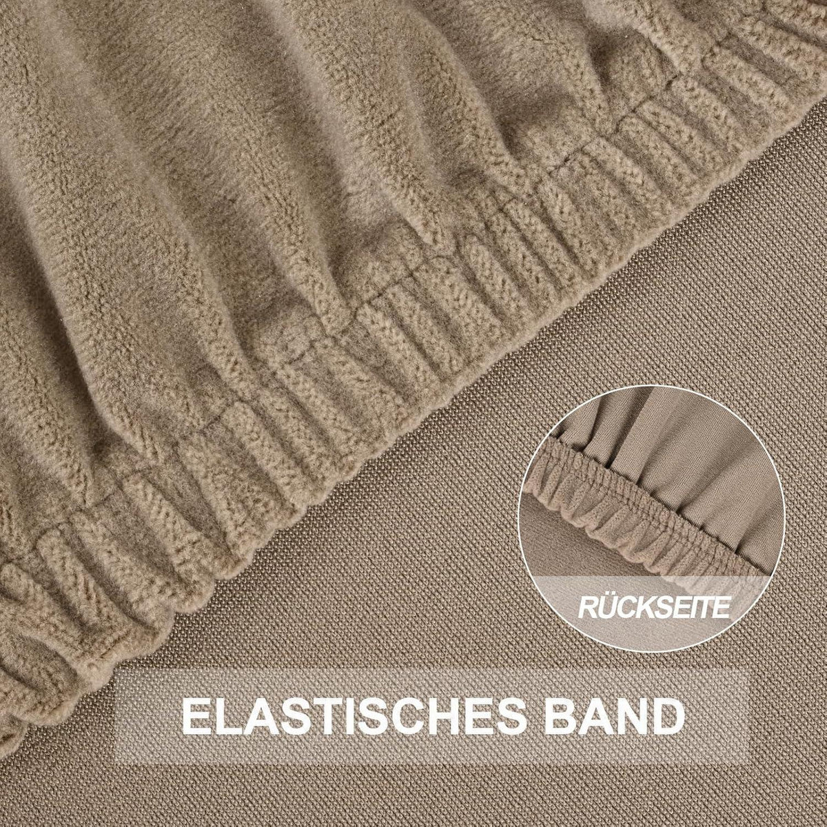 Stretch Samt Stuhlhussen Set – Khaki, 4 Stück