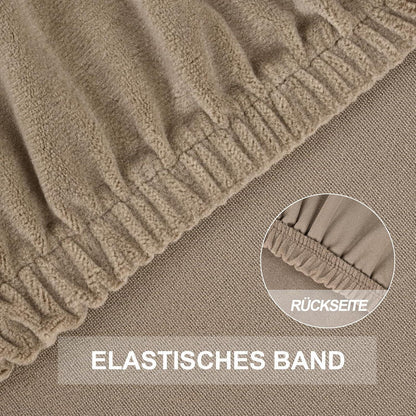 Stretch Samt Stuhlhussen Set – Khaki, 4 Stück