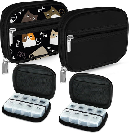 Tablettenbox 7 Tage Medikamentenbox Pillenbox Aufbewahrung Schwarz