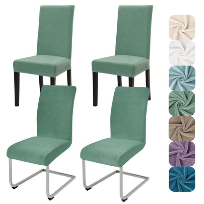 Stretch Samt Stuhlhussen Set - Bohnengrün (4 Stück)