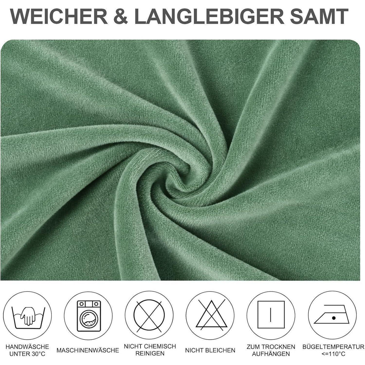 Stretch Samt Stuhlhussen Set - Bohnengrün (4 Stück)
