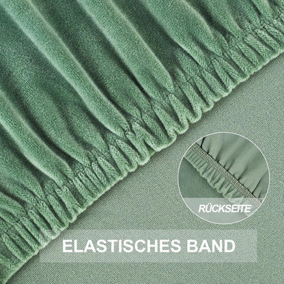 Stretch Samt Stuhlhussen Set - Bohnengrün (4 Stück)
