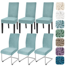 Samt Stuhlhussen 6er Set – Elastisch & Waschbar – Graublau