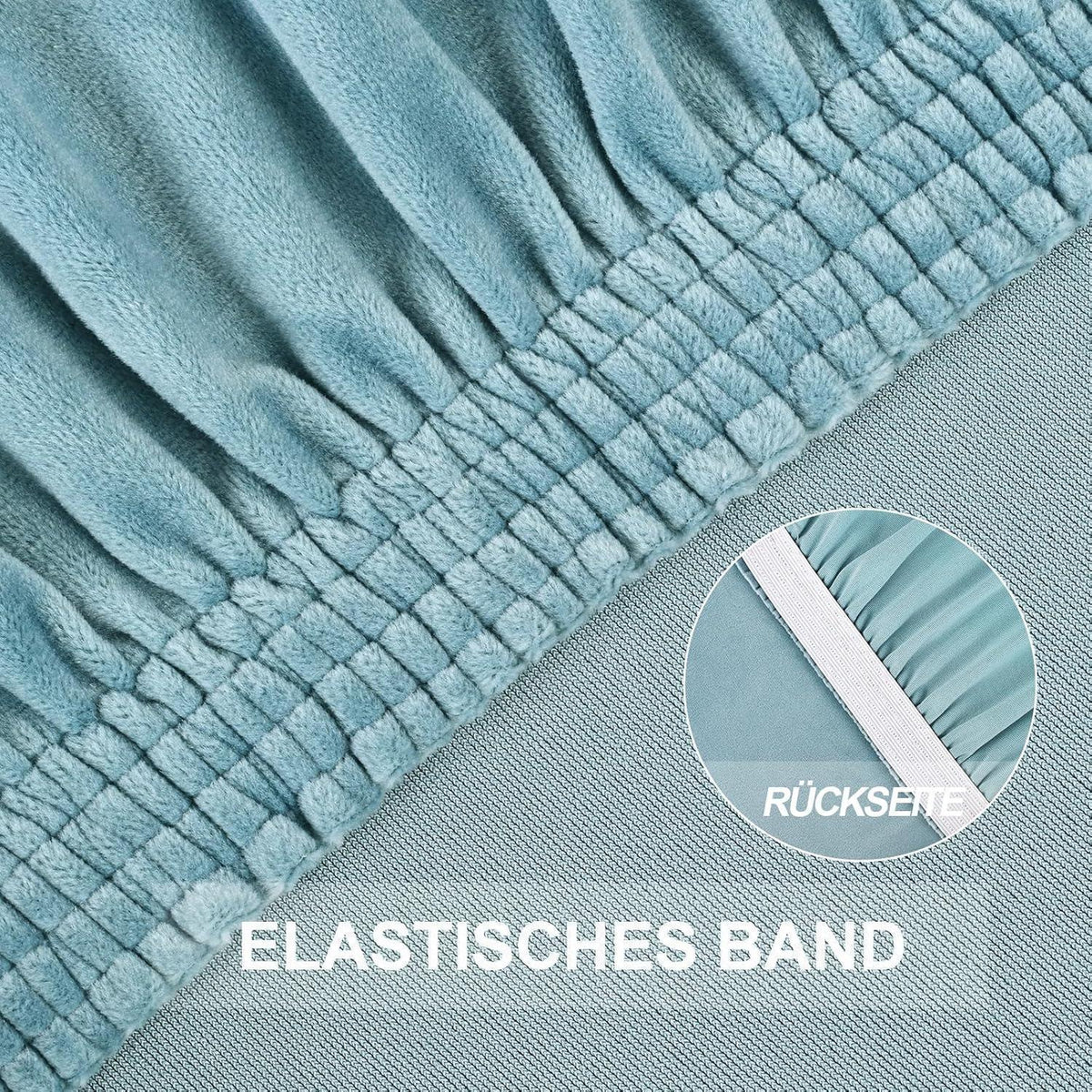 Samt Stuhlhussen 6er Set – Elastisch & Waschbar – Graublau