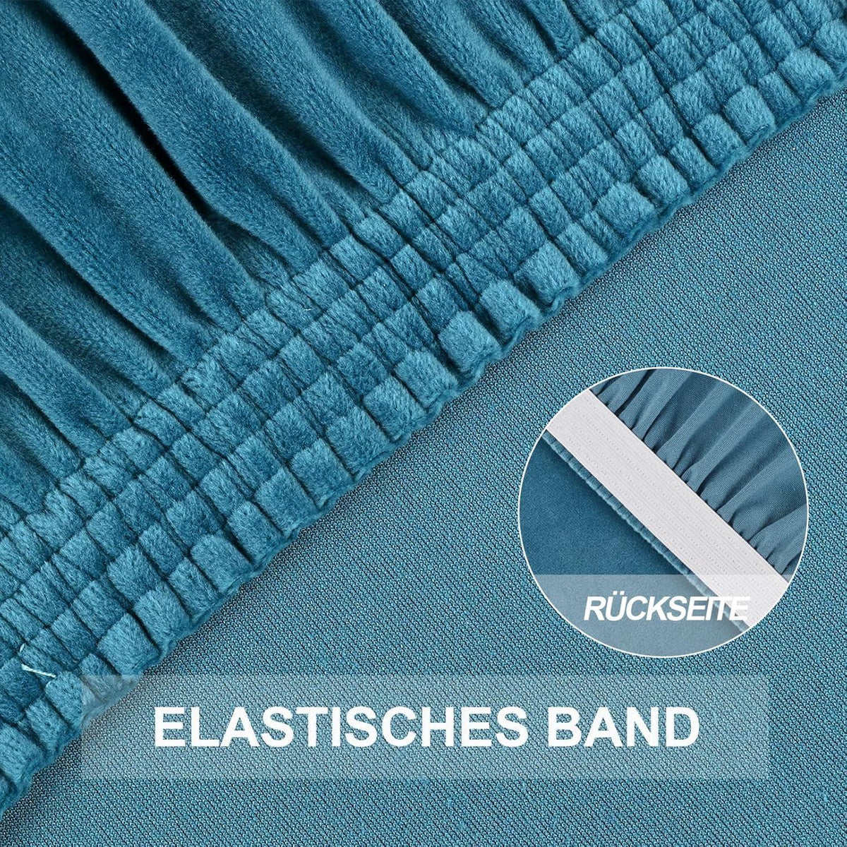 Stretch Samt Stuhlhussen 4er Set – Pfaublau