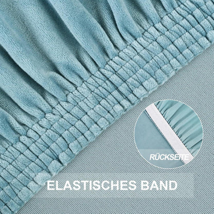 Samt Stuhlhussen Set 4er Pack – Graublau, Elastisch & Waschbar