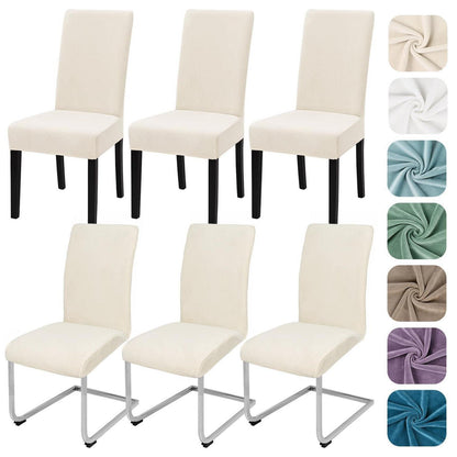Stretch Samt Stuhlhussen 6er Set – Beige