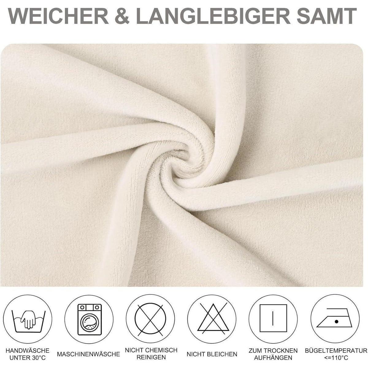 Stretch Samt Stuhlhussen 6er Set – Beige