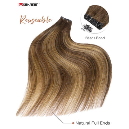 Echthaar Extensions 51 cm Blond – 2er Pack mit Micro Beads