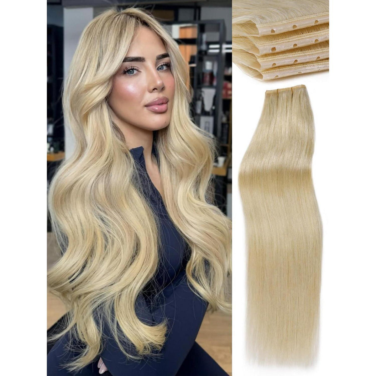 Blond Echthaar Extensions 51cm (20 Zoll) Double Weft