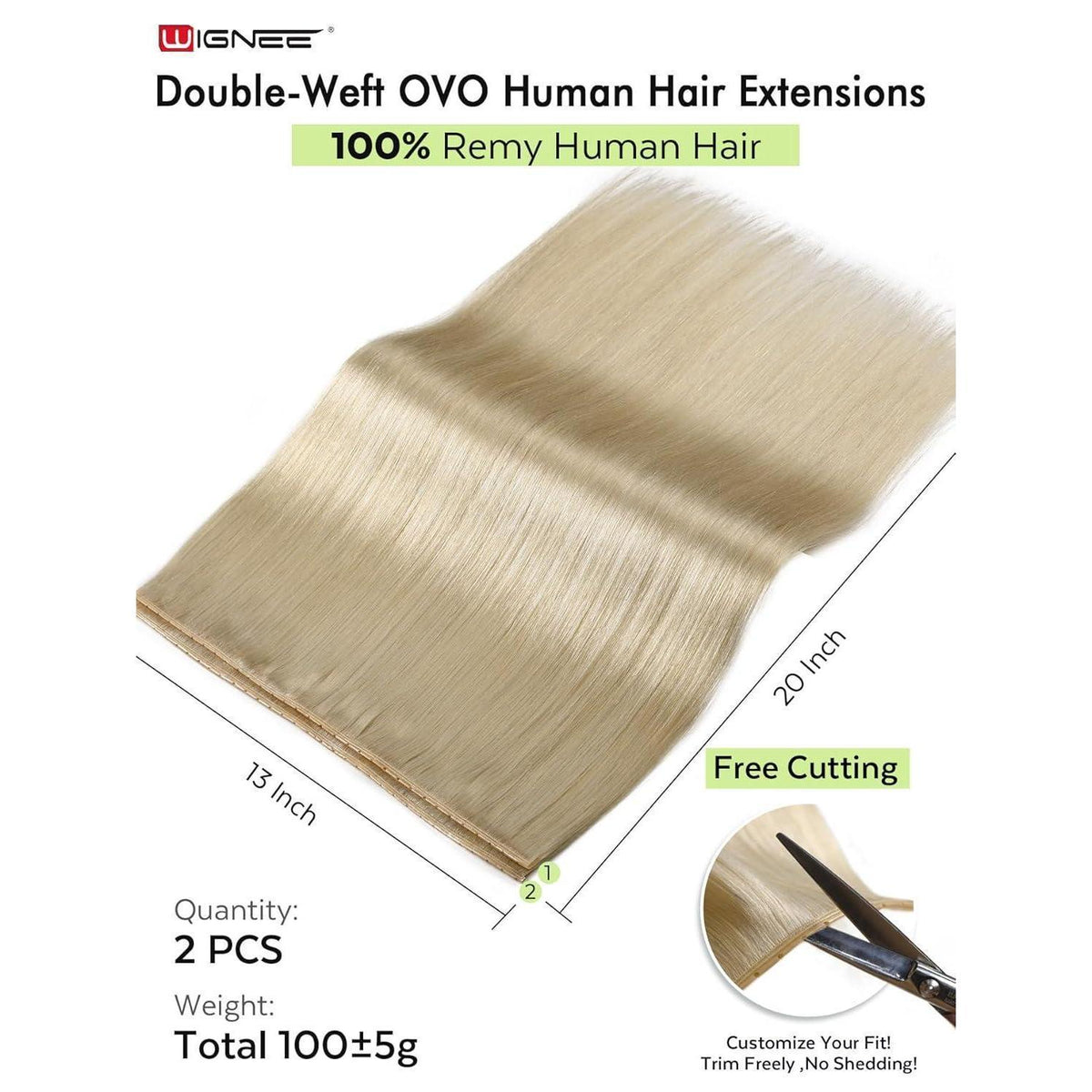 Blond Echthaar Extensions 51cm (20 Zoll) Double Weft