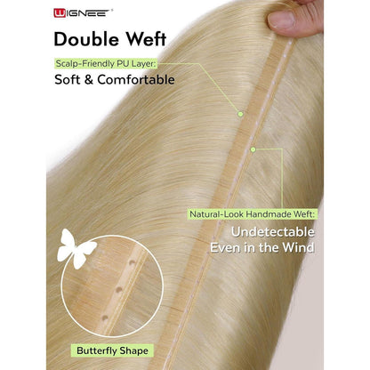 Blond Echthaar Extensions 51cm (20 Zoll) Double Weft