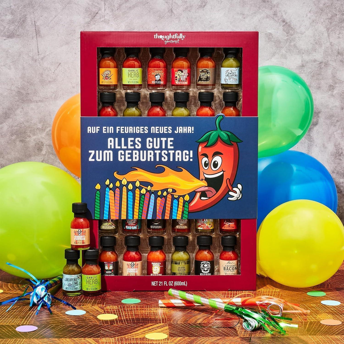 30 Scharfe Saucen Geschenkset – Geburtstagsbox für Schärfe-Fans