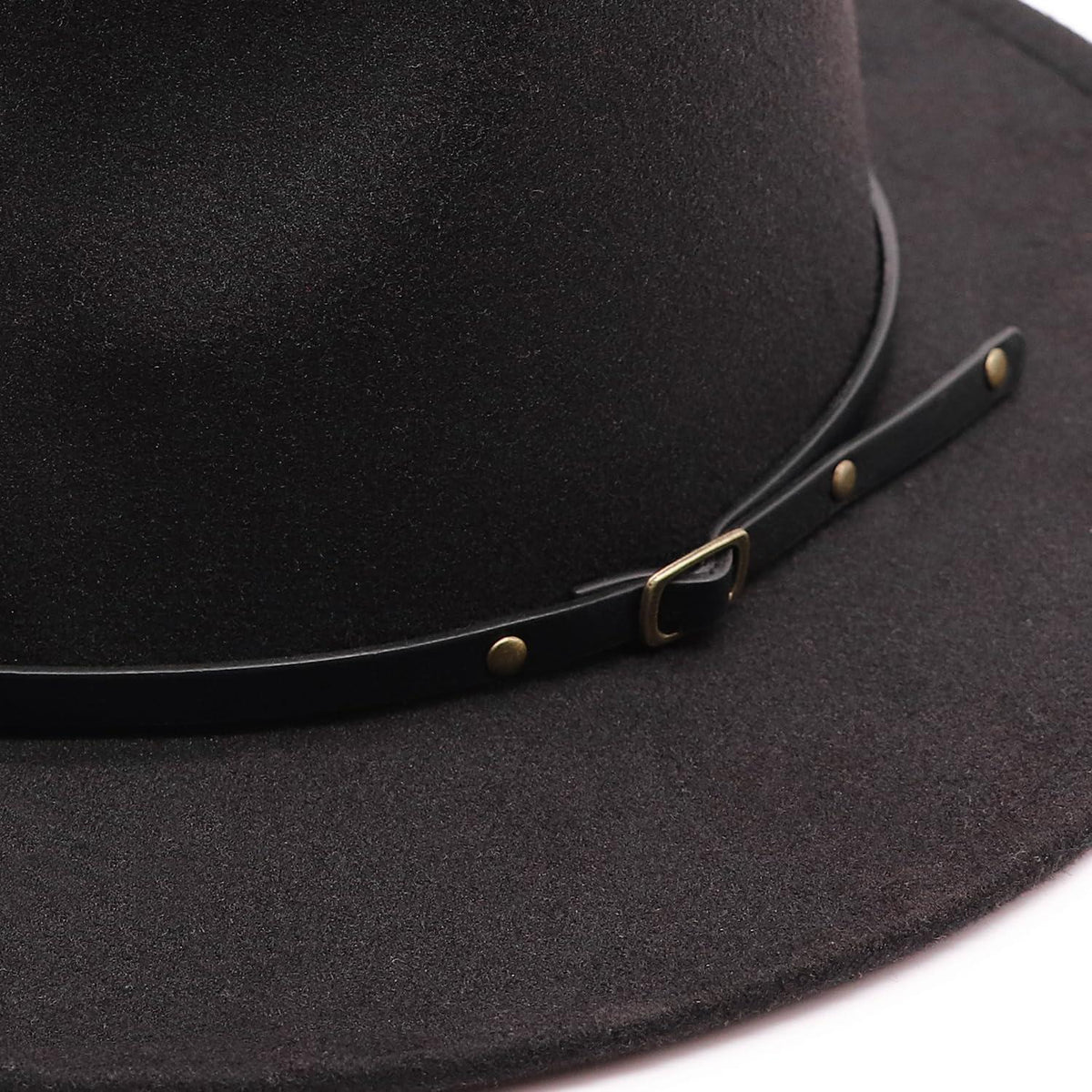 Damen Fedora Hut mit breiter Krempe & Gürtelschnalle - Panama Schlapphut