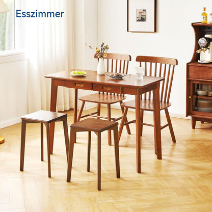 Massivholz Schreibtisch mit Schubladen und Kleiderstange, Rustikales Braun
