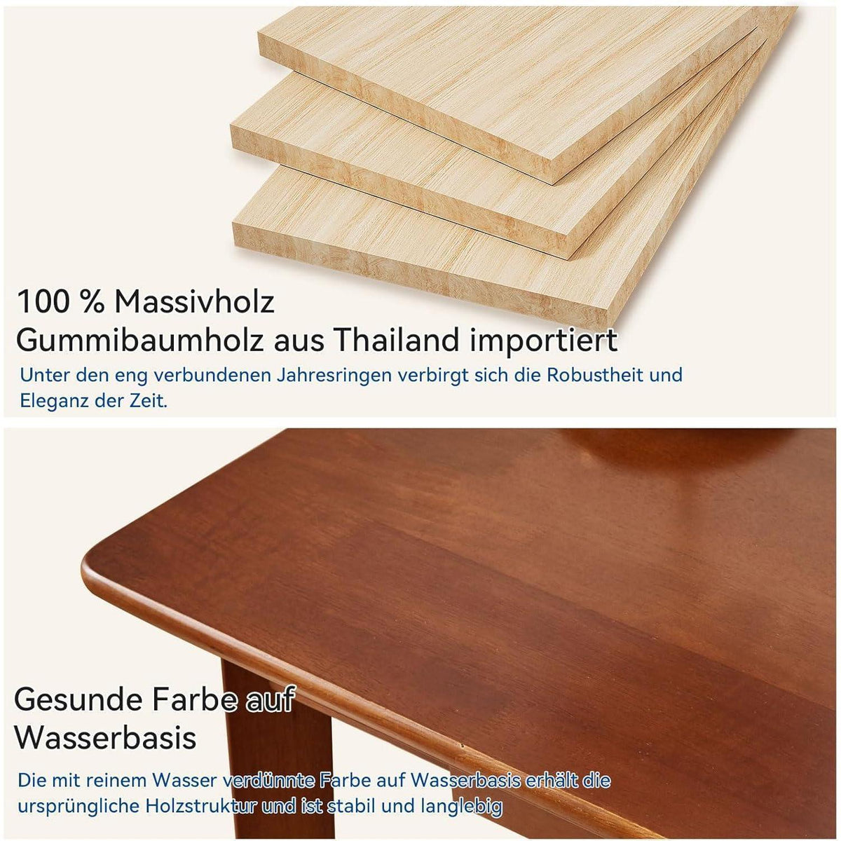 Massivholz Schreibtisch mit Schubladen und Kleiderstange, Rustikales Braun