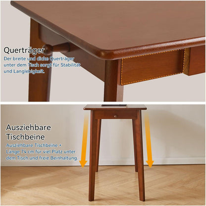 Massivholz Schreibtisch mit Schubladen und Kleiderstange, Rustikales Braun