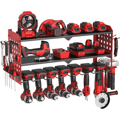 Werkzeug Wandhalterung 3 Ebenen mit Seitenorganizer Rot