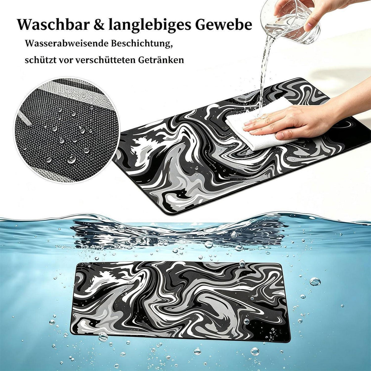 Gaming Mauspad Schwarz Weiß 700x300mm – Rutschfest & Präzise