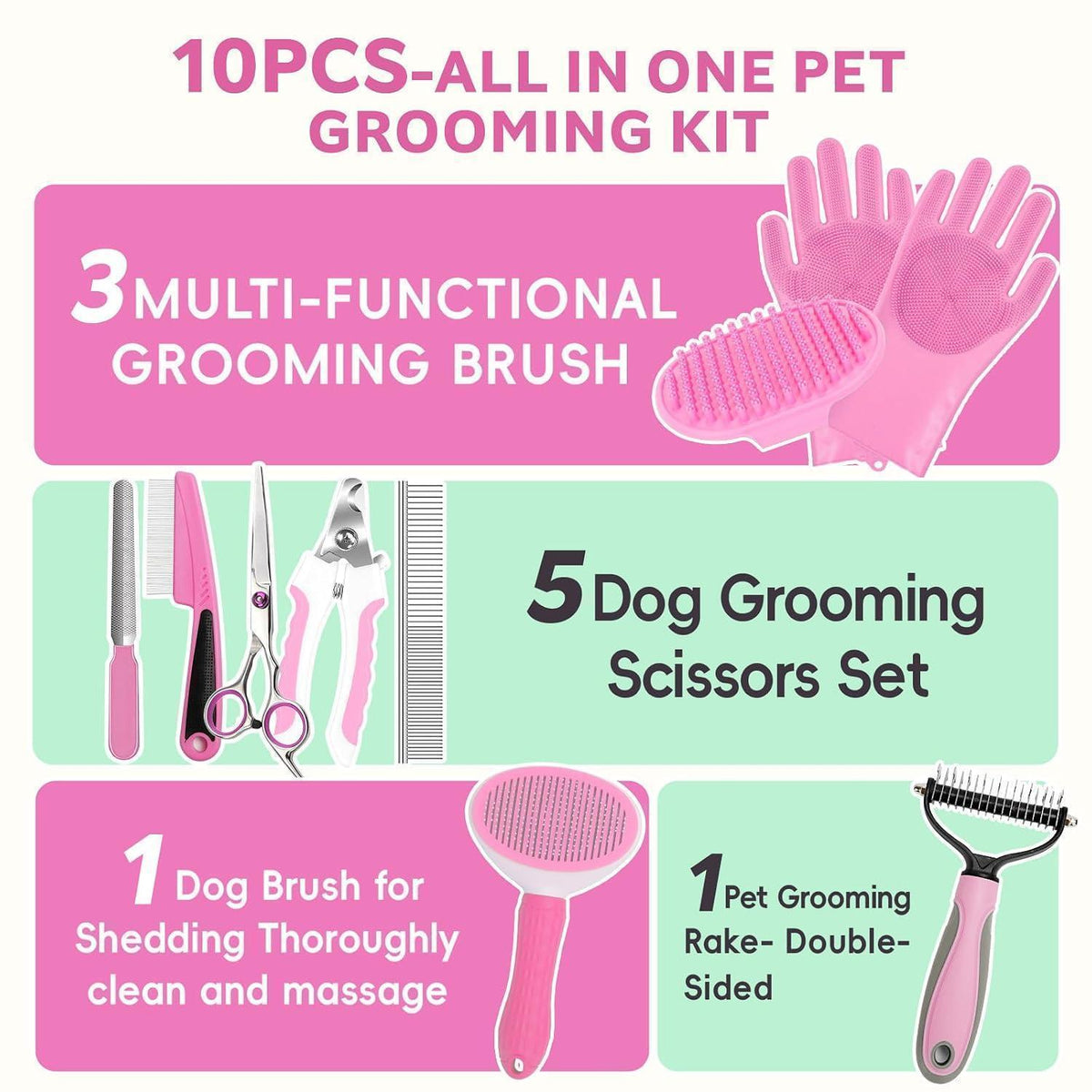 10-teiliges Fellpflegeset für Hunde & Katzen