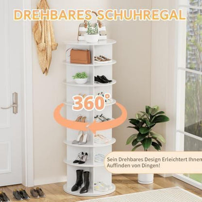 Drehbares Schuhregal 7 Ebenen – Platzsparender Schuhschrank Weiß