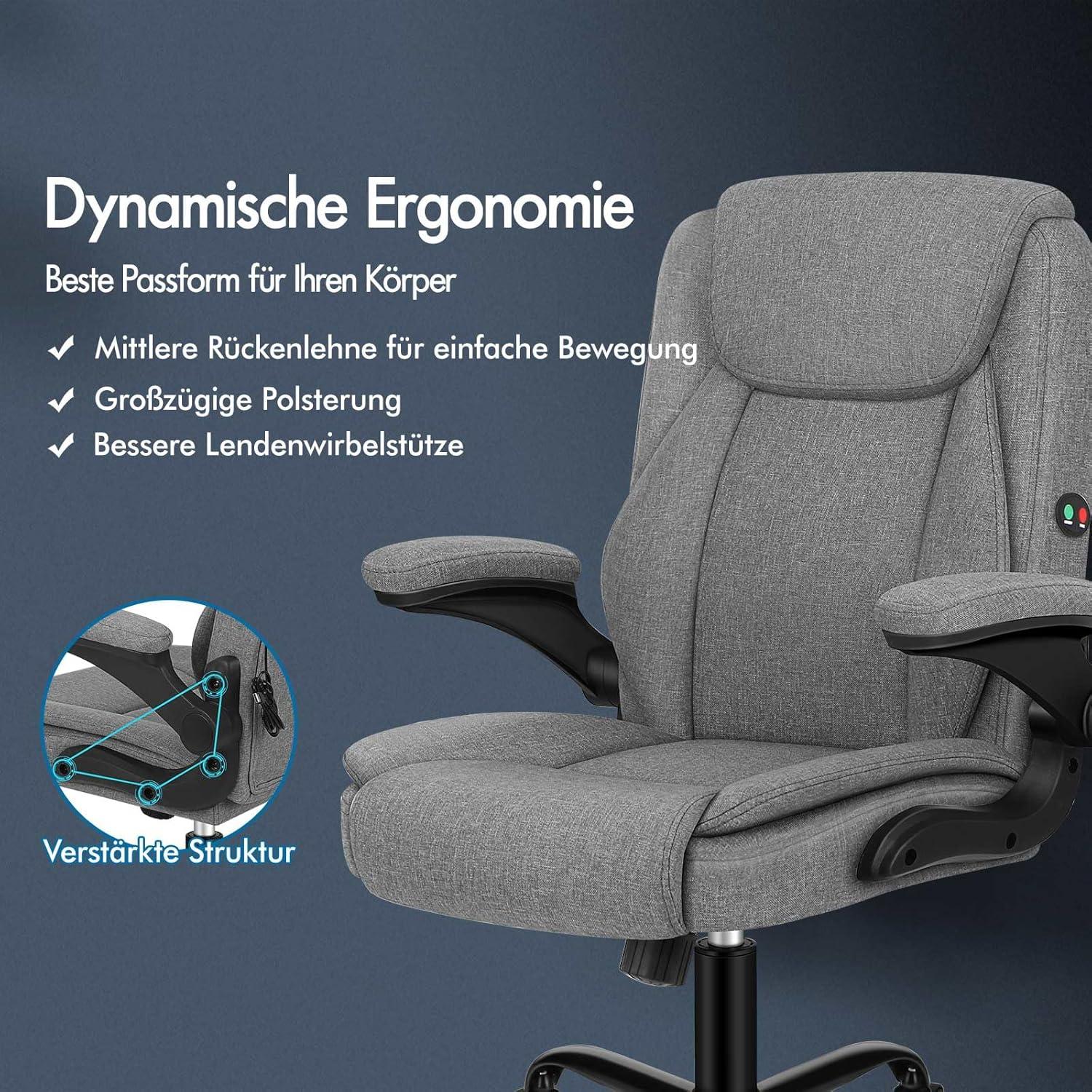 Ergonomischer Massage Bürostuhl Mid Back Gaming Stuhl 150kg Grau